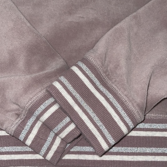 Victoria’s Secret 3/4 zip pullover. Mauve with white and silver metallic trim. - Picture 2 of 4